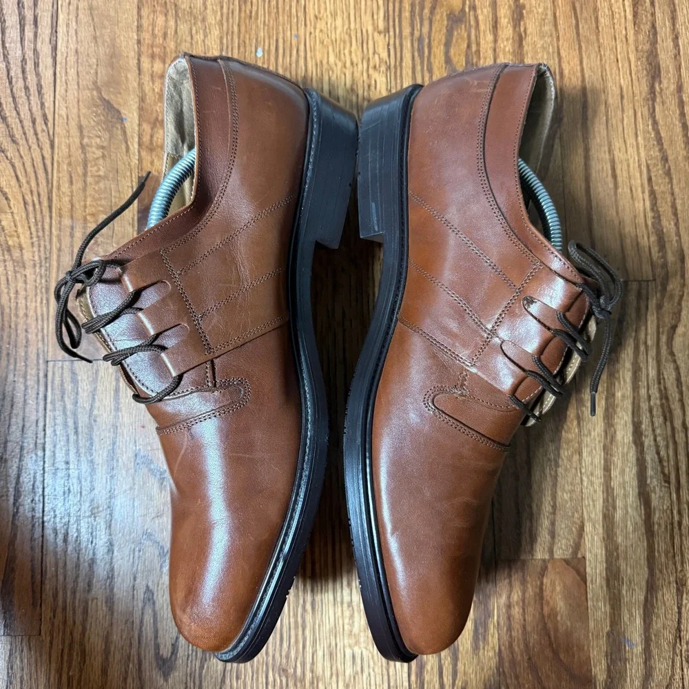 Urban Trends Mens Cognac Brown Leather Lace Up Dress Shoes Made in Italy Size 13